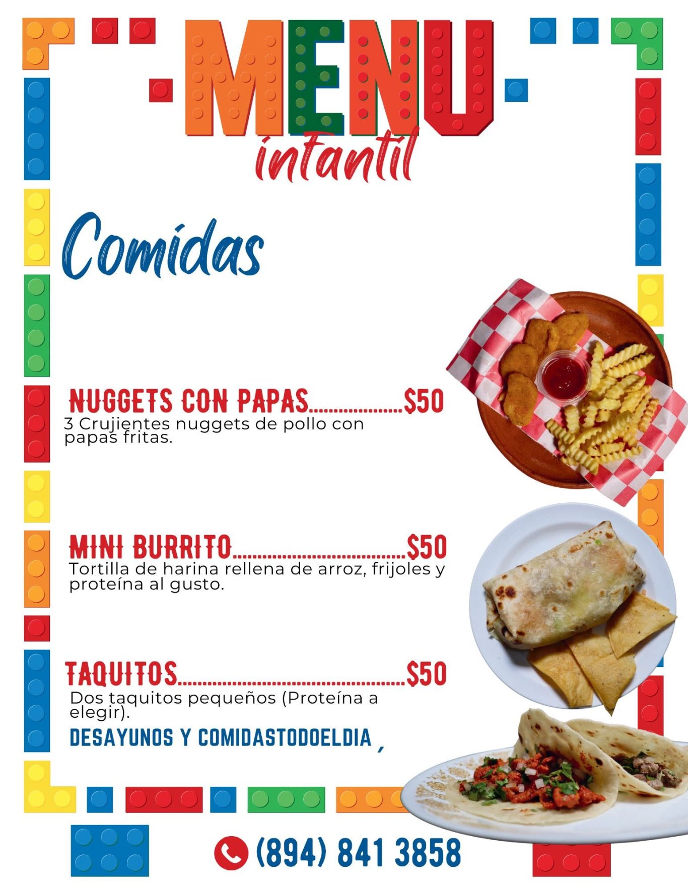 Menu Infantil Comidas Menu Infantil Comidas